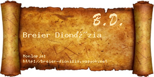 Breier Dionízia névjegykártya